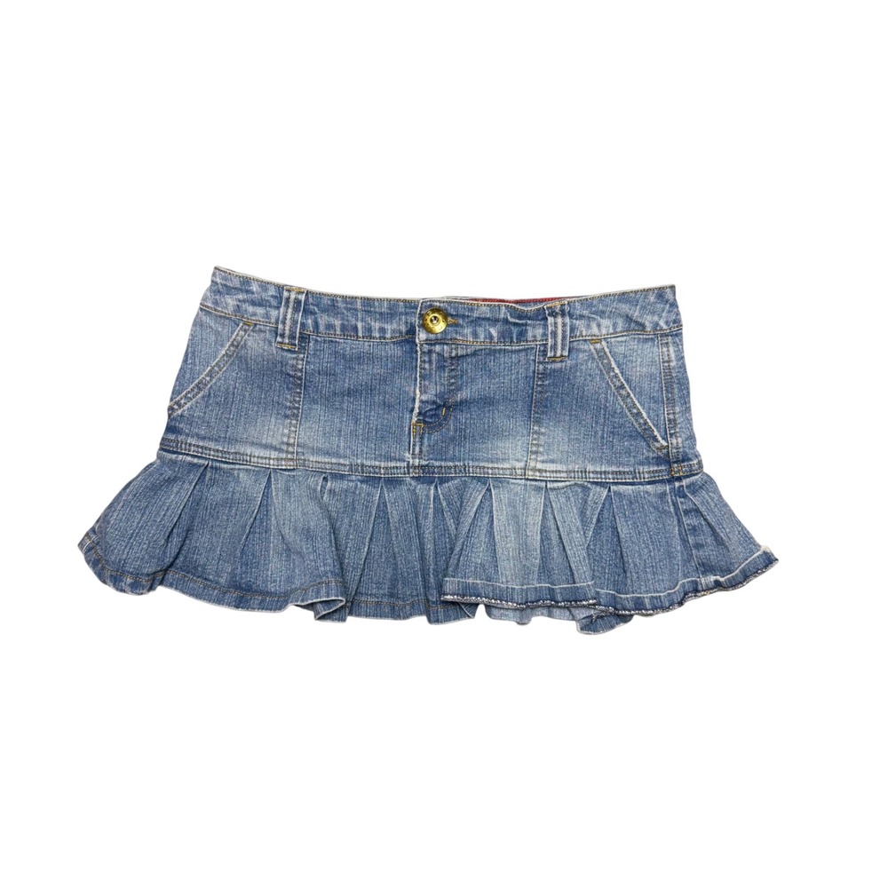 GLO Vintage Y2K Pleated Denim Mini Skirt